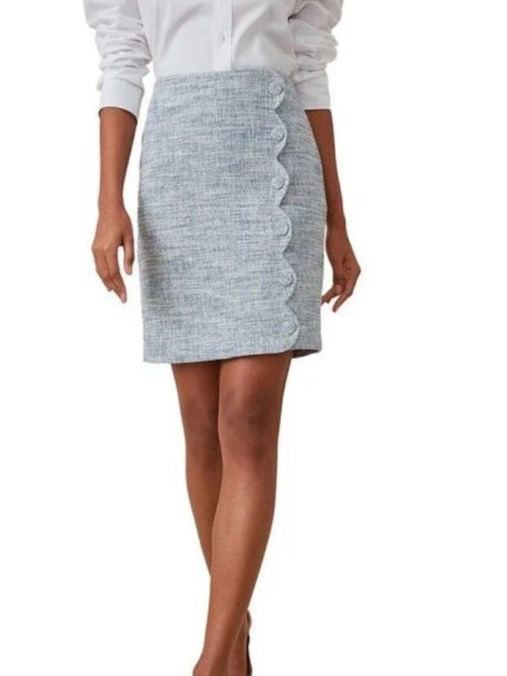 J McLaughlin Clarice Blue White Tweed Skirt NEW Size 8